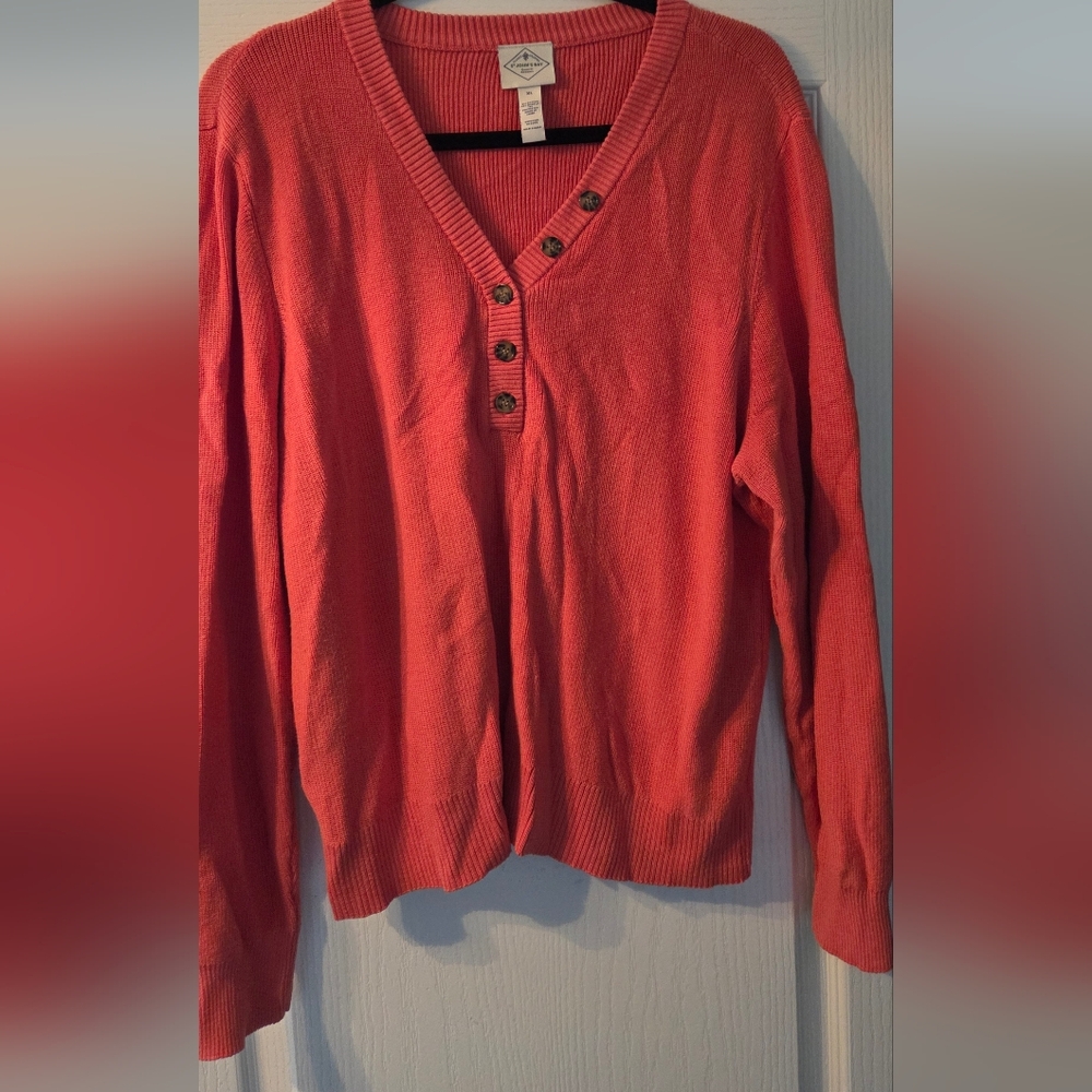 St. John's Bay V-Neck Sweater in Burnt Orange
